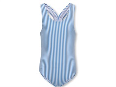 Kids ONLY azure blue/cloud dancer striped swimsuit